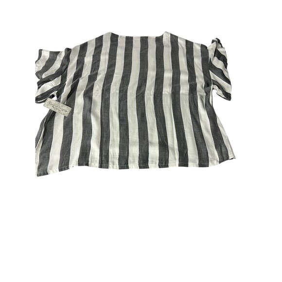 French Laundry NWT Plus New Size Striped Cold Shoulder Top 3X Black White Nautic - Picture 11 of 15
